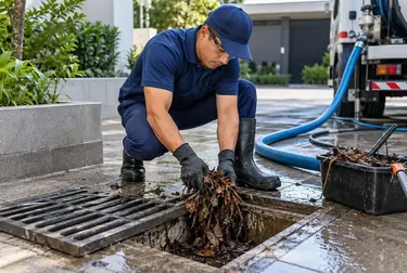 Equipe realizando hidrojateamento em Bagé.