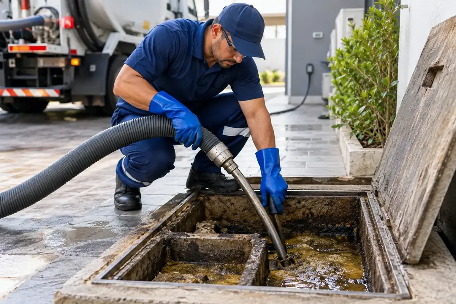 Profissional inspecionando tubulações em Bagé com câmera.